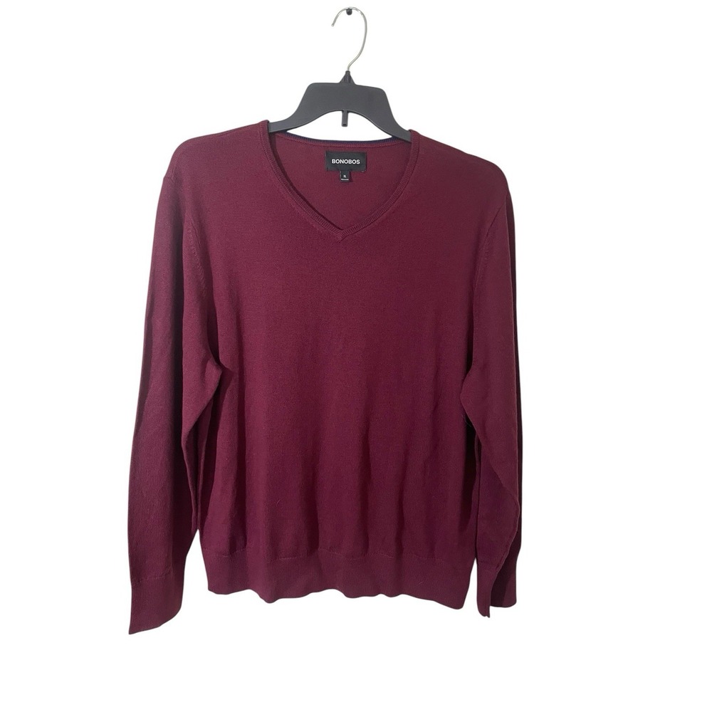 Bonobos 100% Extra Fine Merino Wool V-Neck Pull Over Classic XL Burgundy NEW